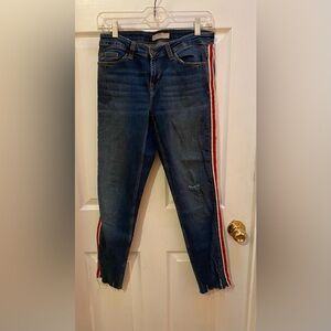 Zara Blue Jeans with Red Stripe